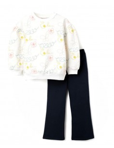 CONJUNTO NIÑA SUDADERA FLORAL PANTALÓN CAMPANA