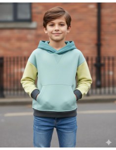 SUDADERA CON CAPUCHA TRICOLOR NIÑO