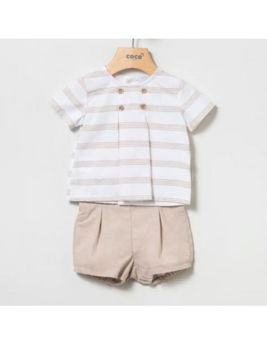 Conjunto camisa rayas bombacho lino