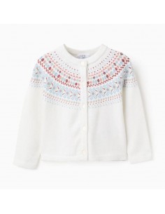 CHAQUETA PUNTO BLANCO CON GRECA BEBE